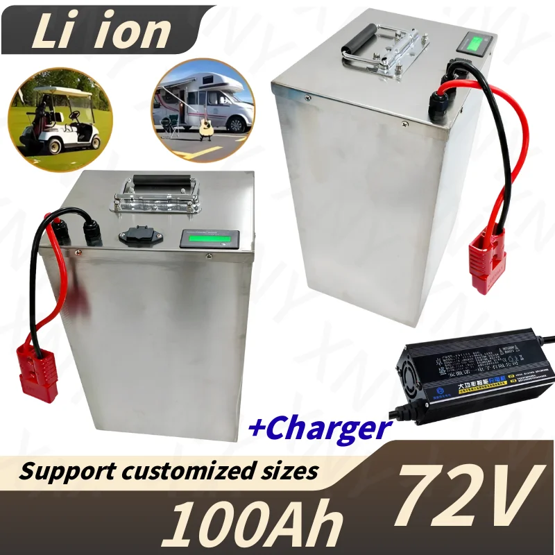 

72V 100Ah Li ion Built-in 100A 220A 340A BMS Lithium Polymerfor Bike Scooter Tricycle MotorCycle with 10Charger