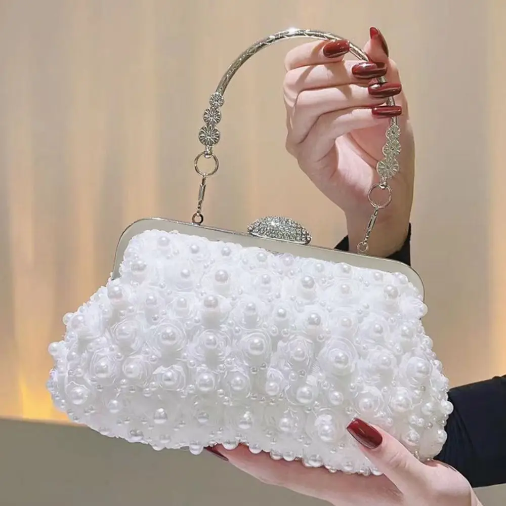 Gold Bright Silk Evening Bag Fashion Circular Rhinestone Decorative Chain Banquet Clutch Shoulder Bags Wedding Party