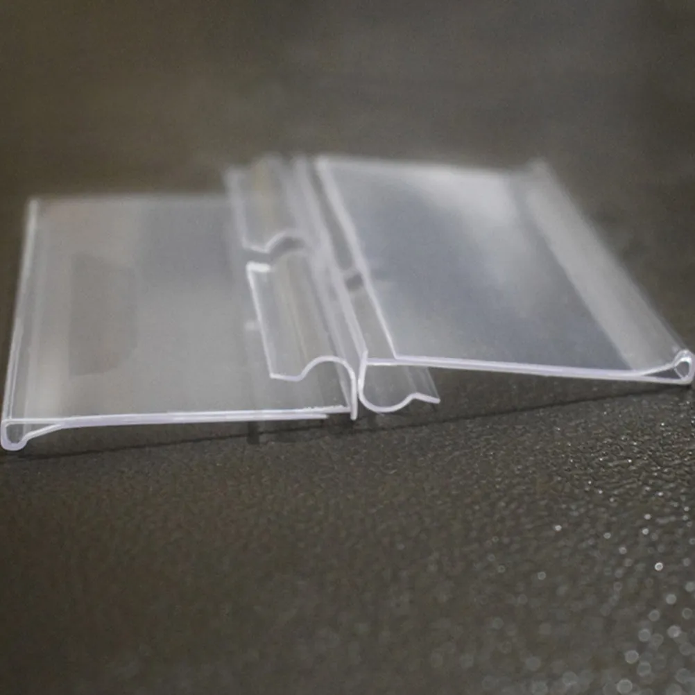 

36Pcs 4.2x8cm Transparent Clear Price Tags Made of PVC Material Easy Clip on Shelf Labels for Shop Mall Retail Store