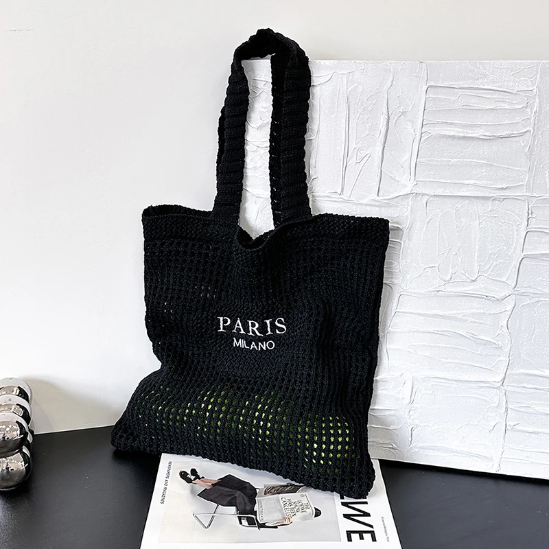 

Ladies' New Trendy Tote Bag Shoulder Bag Fashionable and Versatile Large Capacity Fabric Solid Color Letter Commuter Bag