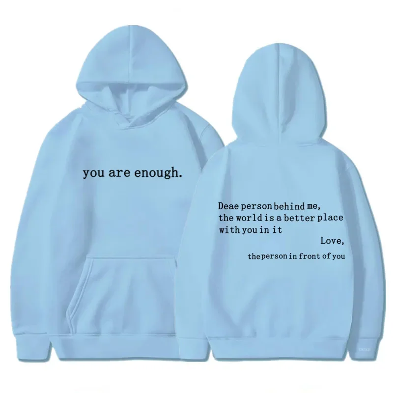 new top fashion Dear Person Behind Me Hoodie With Kangaroo Pocket Pullover Vintage Aesthetic Words on Back Unisex Trendy