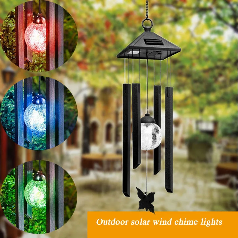 

Outdoor Solar LED Wind Chime Light Stainless Steel Waterproofing Garden Art Decoration Lamp for Holiday Wedding Fairy Decoration