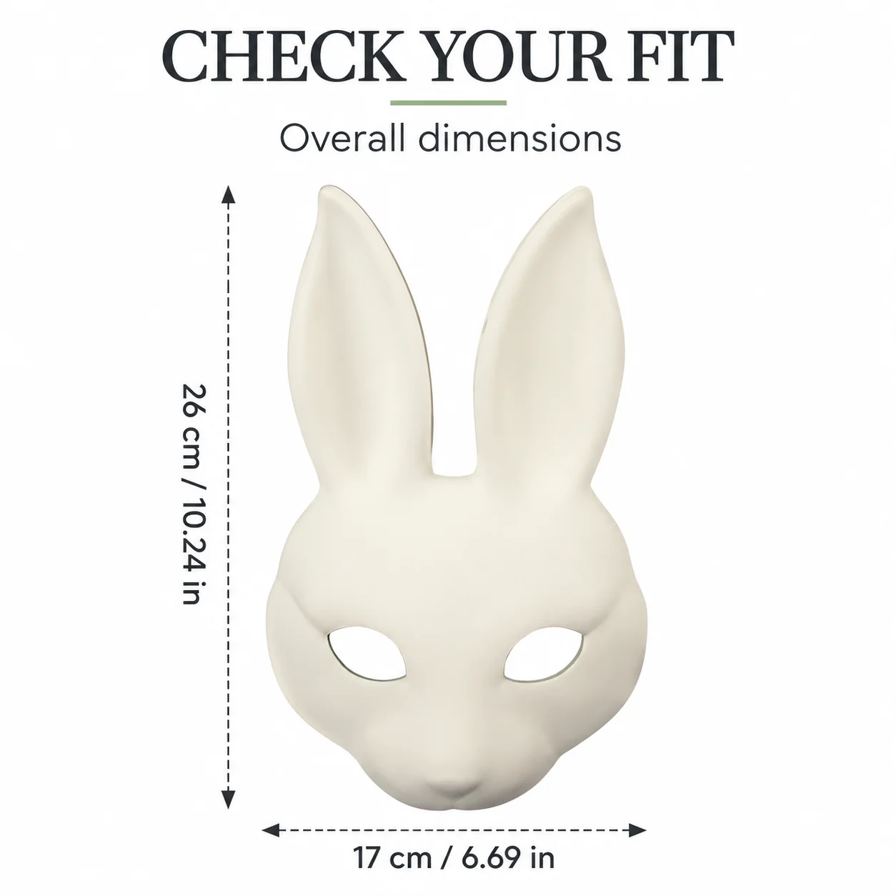 1PC Rabbit Costume Mask, Blank Long-Eared PU Leather Design with Elastic Strap for Masquerade and Easter Parties