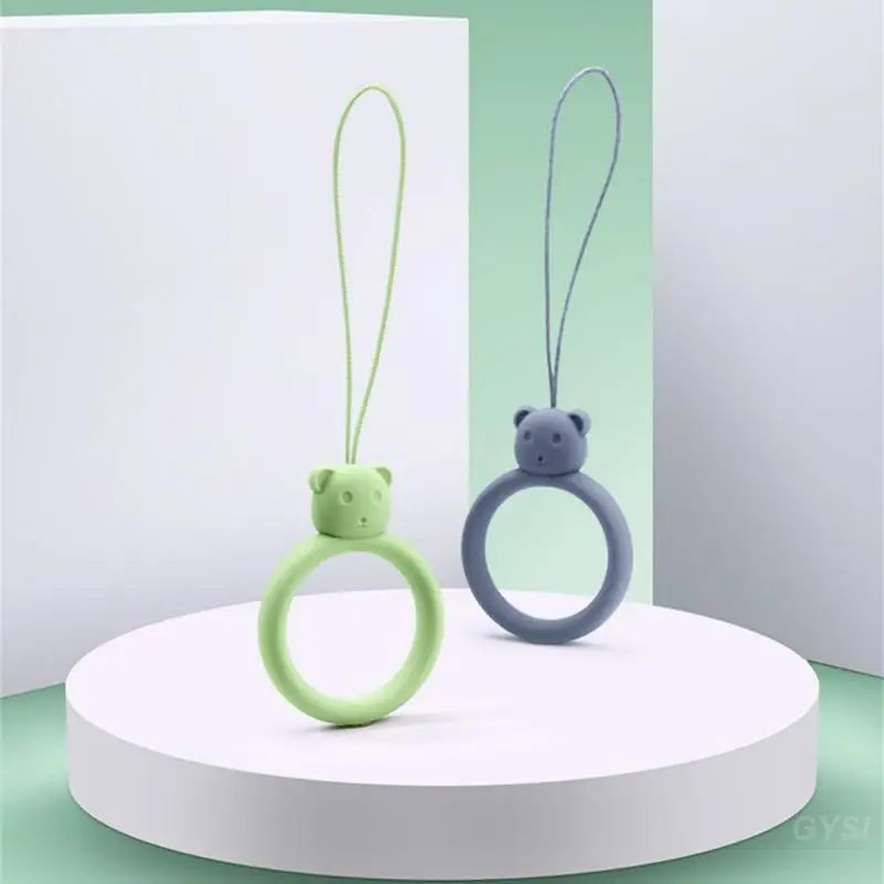 พวงกุญแจห่วงนิ่มแบบพกพาสายคล้องตัวการ์ตูนนุ่มสบายนุ่มซิลิก้าเจลยืดหยุ่นจี้มัลติฟังก์ชั่นหมีน้อย