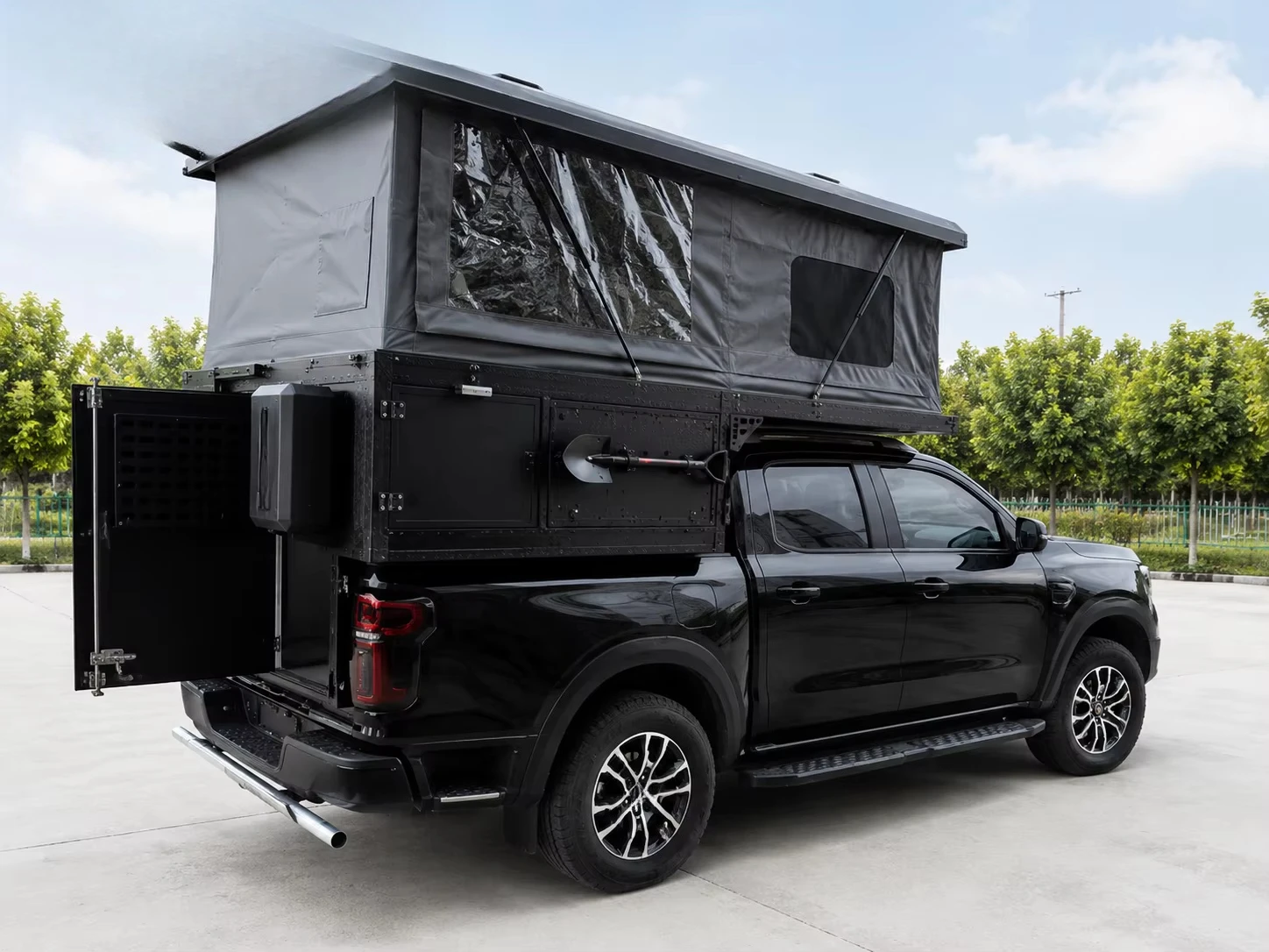 2-3 Person Pop up Rooftop Tent for Pickup Truck Complete with Vehicle Awning Roof Bed Rack All Season Truck Canopy Tent