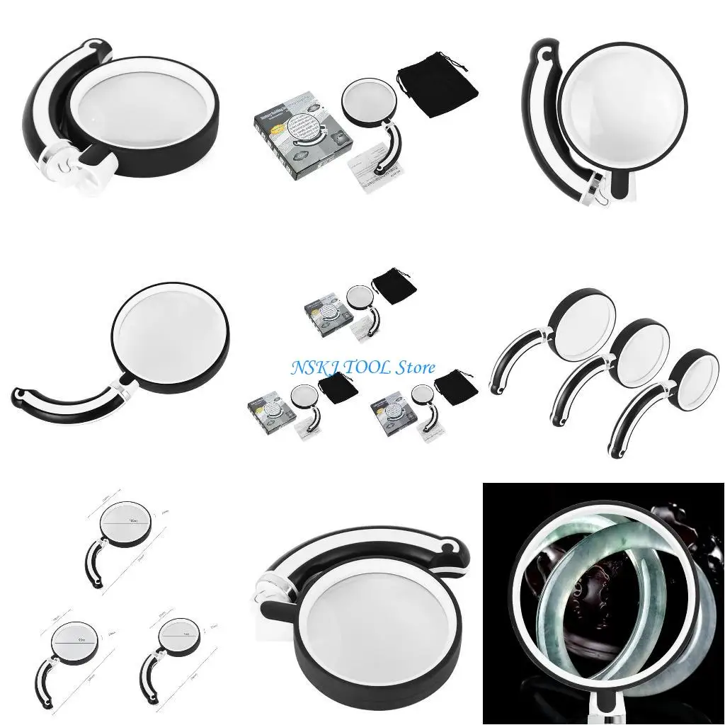 

L8RC Rotatable Glass Handheld Reading Magnifier Non-Slip Soft Handle for Seniors Book Newspaper Reading Repair