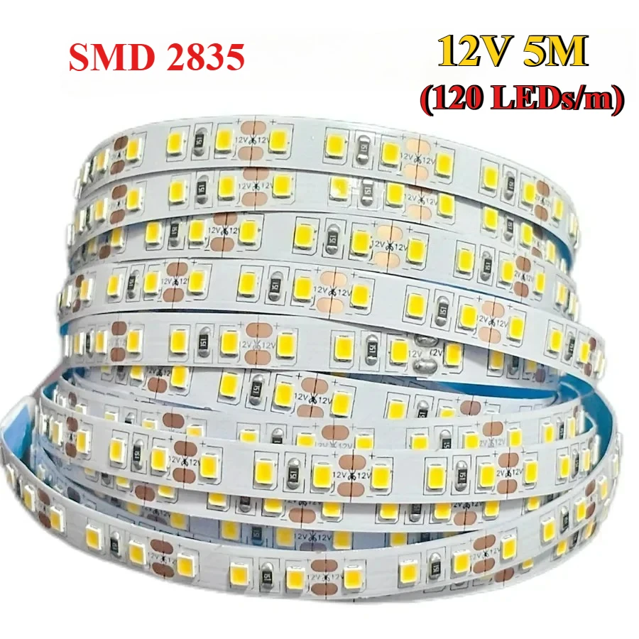 12V 2835 LED Strip 5m Tape Light Ribbon 120LEDs/m Red / Blue / Green / White / Warm White 600LEDs Home Decor