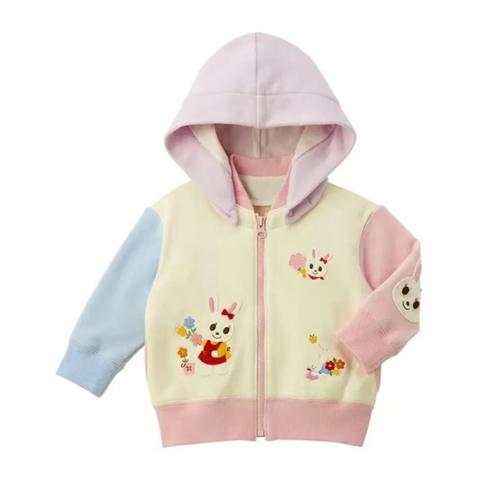 

kids clothes girls outerwear Spring Girls' Hoodie Cartoon bunny patchwork color jacket