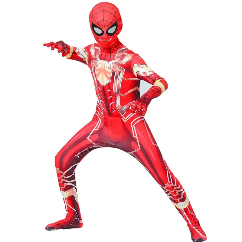 New Arrival Halloween Superhero Gold Spiderman Cosplay Costume Boys Men Bodysuit Zentai Full Body Suit Adult Kids Jumpsuit！1e