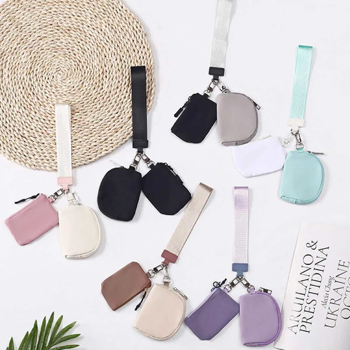Lemon Dual Pouch Mini Zip Around Wristlet Portable Keychain Wallet Coin Purse Pocket Bag Coin Purse Butler Key Bag Mini Bags