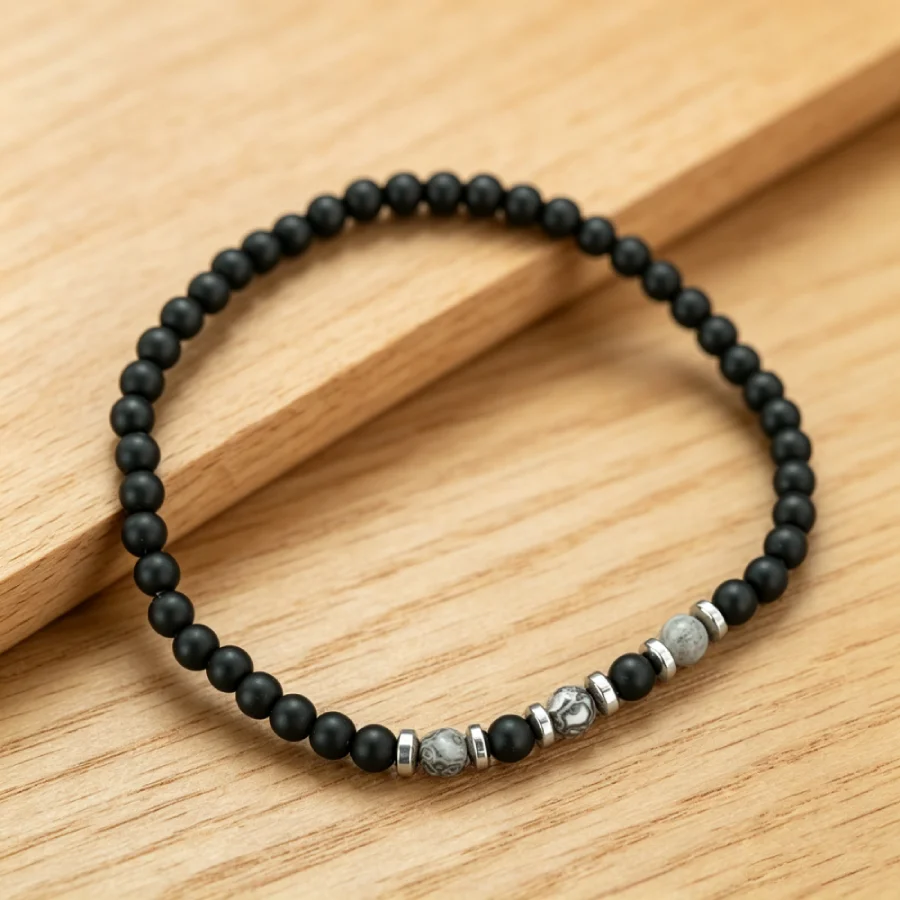Men 4mm Small Beads Strand Bracelet 5 Stone Options Available Healing Stress Relief Bracelets Casual Versatile Wrist Accessory