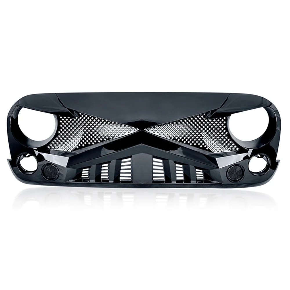 Gloss Black Knight Style Grille For Jeep Wrangler JK 2007-2017 Car Grill Racing Grills Bumper Mesh Modified Mask Upper Grid