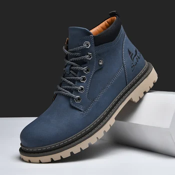 Handmade Men’s Leather Winter Ankle Boots – Outdoor Hiking High-Top Anti-Slip Footwear 1