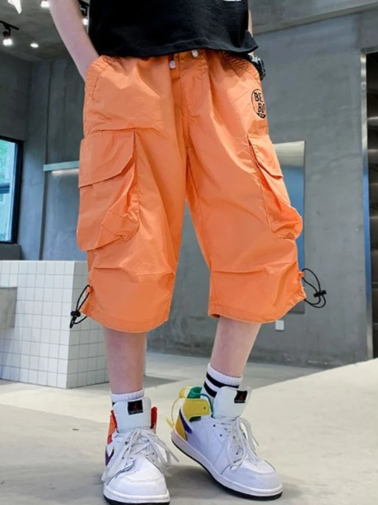 Boys Cargo Shorts Summer 2026 New Kids Capri Pants Lightweight Boys Casual Trousers Korean Style Children Clothing 137