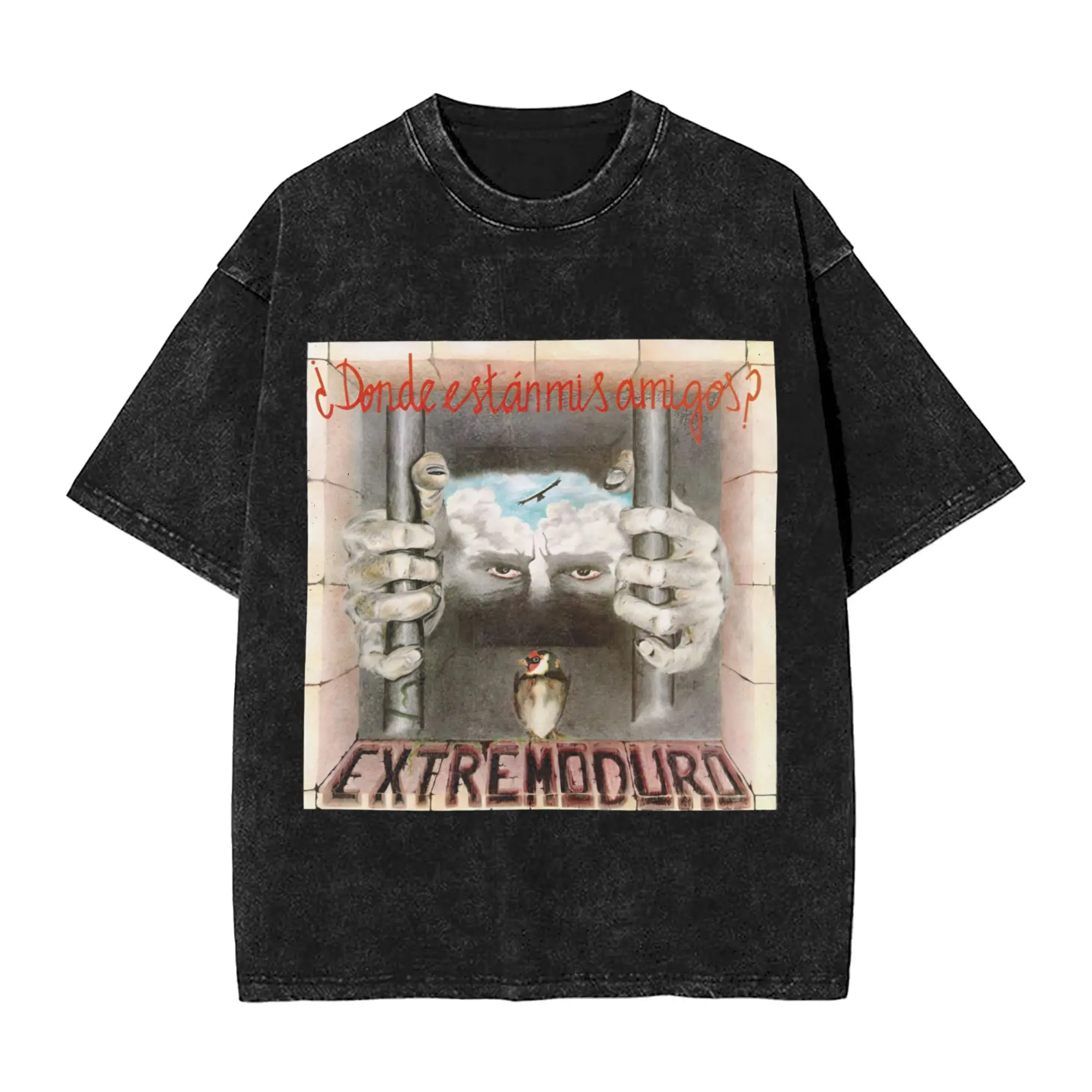 

Extremoduro Washed T Shirt Male Vintage Cotton T-Shirts Summer Crew Neck Hipster Tees Simple Oversized Clothing