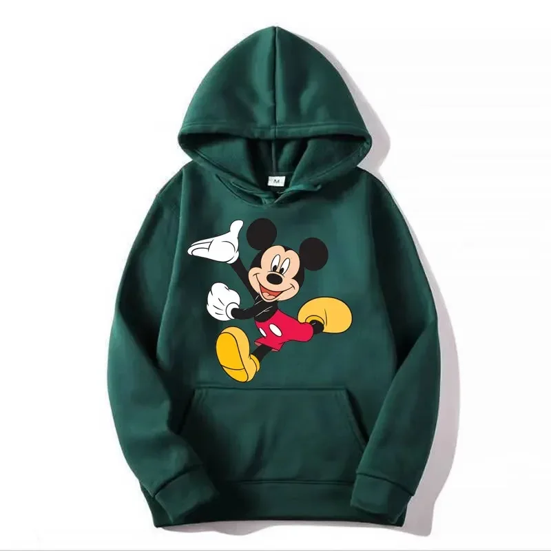 Male Sweatshirts Pocket Anime Mickey Mouse Cartoon Print Long Sleeve Clothing Cozy Streetwear Men Hoodies Autumn Winter Pullover