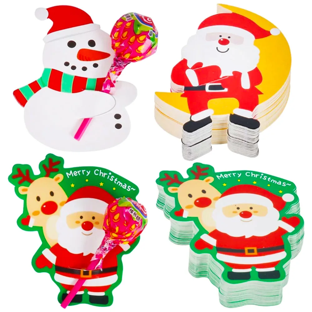 Navidad 25pcs Paper Card Lollipop Holders Modern Styles Birthday Loaf Candy Wraping Party Snowman Christmas Orment New Year Tool