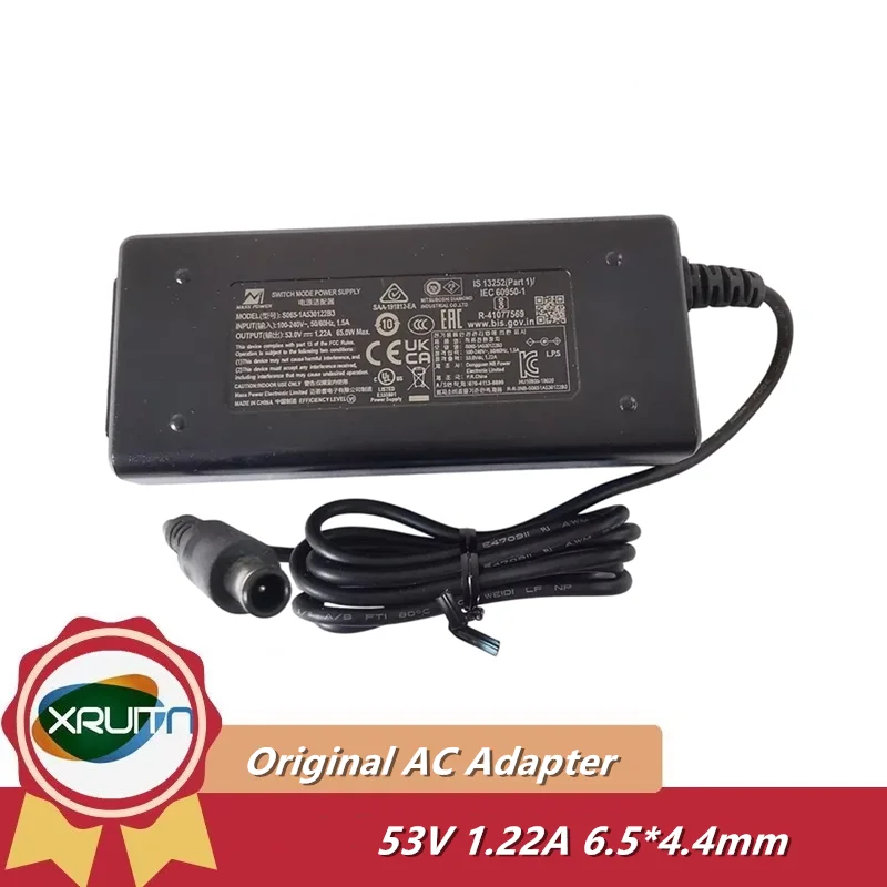 Genuine Mass PowerS065-1A530122B3 Switch Mode Power Supply 53V 1.22A 65W AC Adapter Charger 6.5x4.4mm
