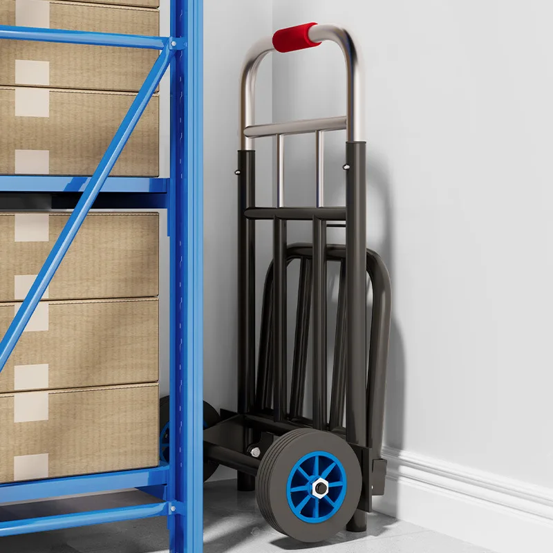 Heavy Duty Folding Trolley, Wear Resistant Silent Wheel Cart, Reinforced Pull Rod Luggage Wagon, Portable Grocery Hand Truck