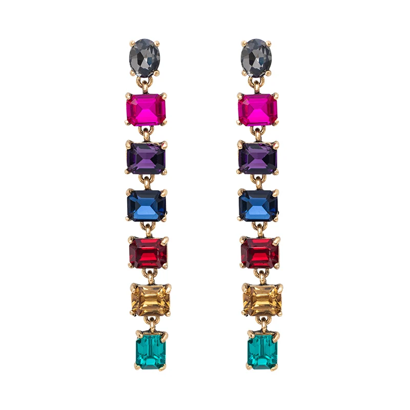 New Fashion Handmade Crystal Rhinestone Earrings Women Long Chain Alloy Bohemia Luxurious Earring Girls Jewelry Accessories