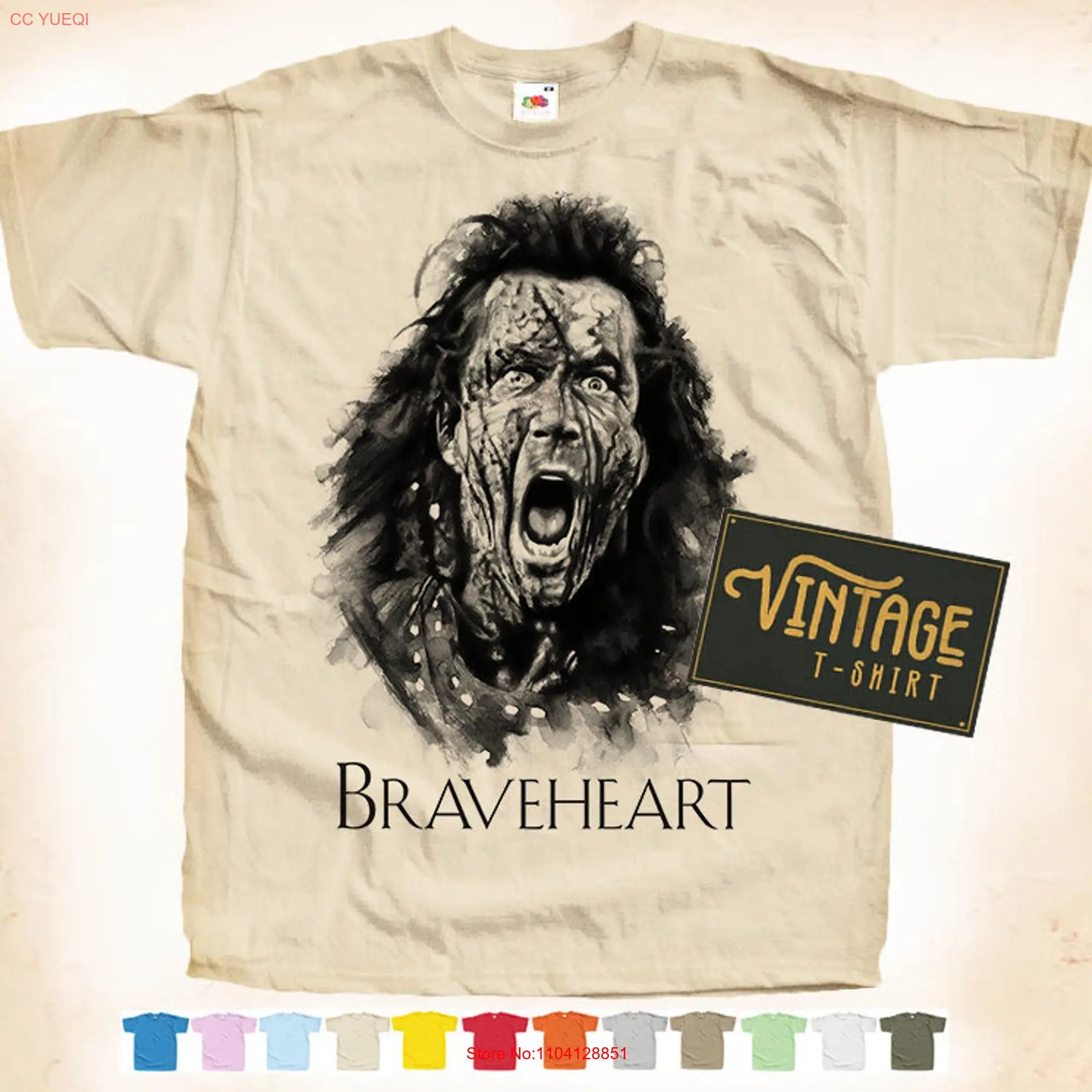 Braveheart V1 Poster Movie Classic Vintage T Shirt 12 colors  unisex long or short sleeves