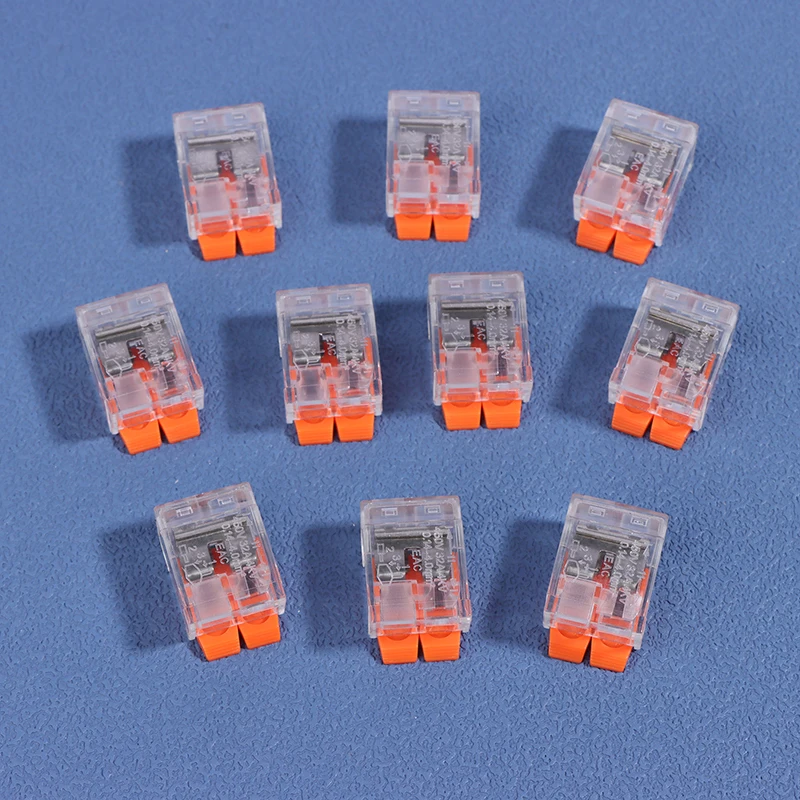 10PCS Orange Combination Cable Connector Fast Compact Cable Electrical Clamp Kit Connector Terminal 1 In And Out Wire Connector