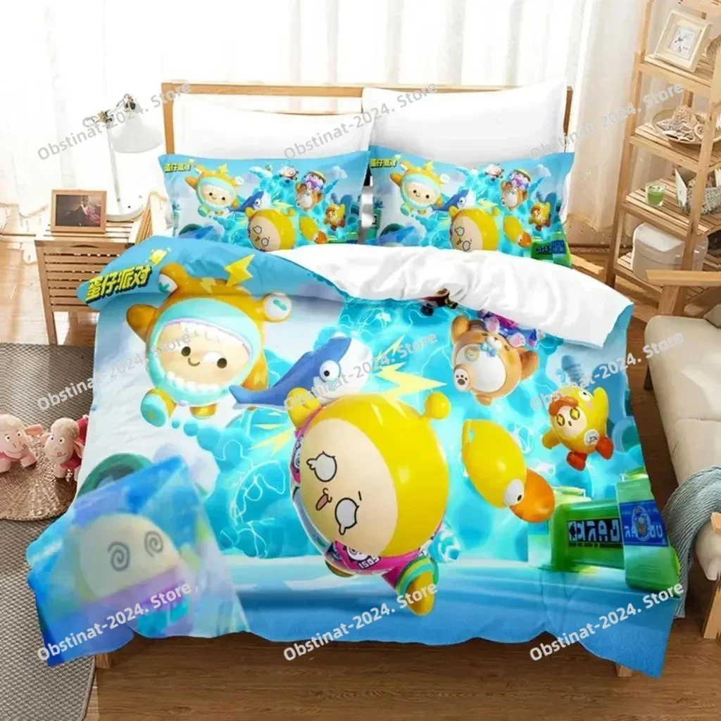 

Cartoon Eggy Party Game Bedding Set Printed single Comforter Quilt Cover Duvet Cover Pillow Case 3 Pieces Sets Kids Adult Size