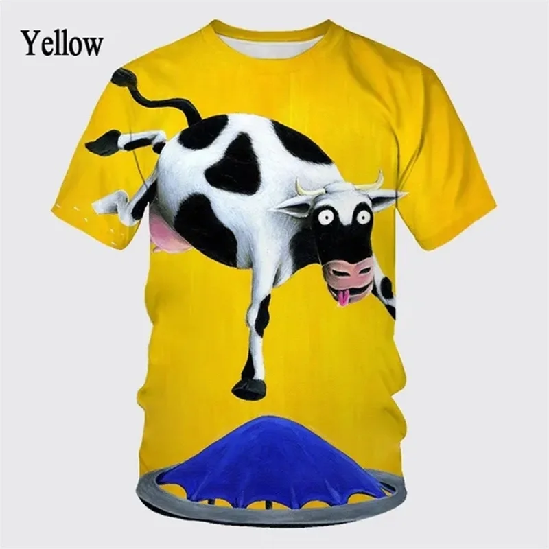 Fashion Short-sleeved Animal Cow Graphic T Shirts For Men Kids 3D Printing Casual Funny Tshirt Casual Oversized Hip-hop Tee Tops