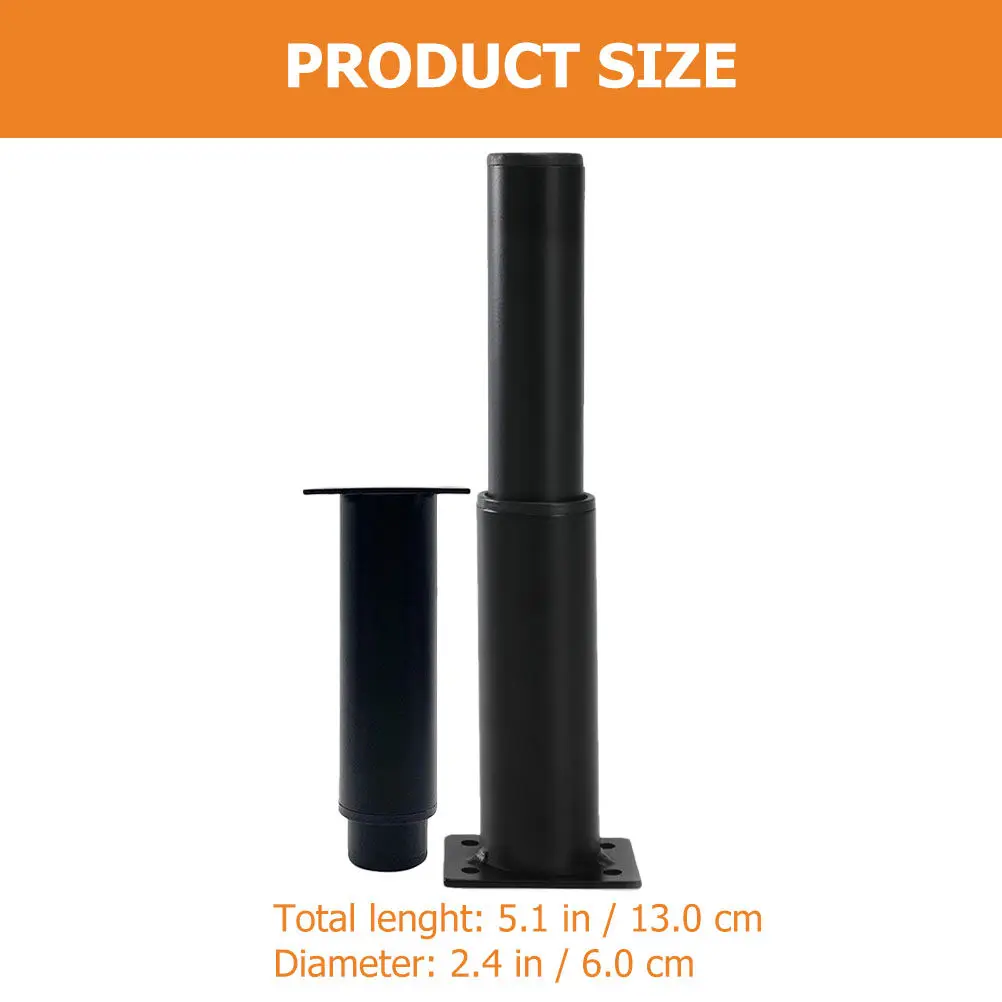 4Pcs Adjustable Furniture Support Foot Bed Support Legs Strong Load Bearing Black Metal Replacement Sofa Cabinet Coffee Table