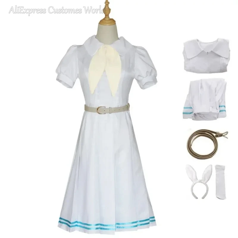 Anime Beastars White Rabbit Haru JK Uniform Dress White Dress Haru Cosplay Costume for Woman Girls Hallowmas Party Costume