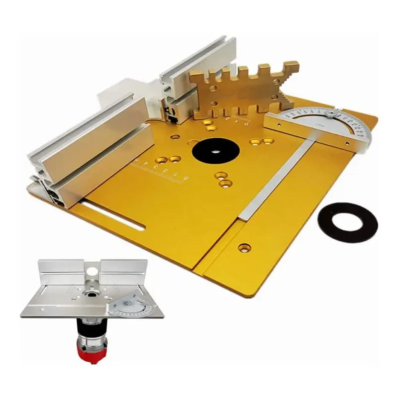 WORTHOWN-Upgrade Aluminium Router Table Insert Plate W/Miter Gauge And Tenon Gauge And Fence For Workbenches Wood Router Trimmer view 4