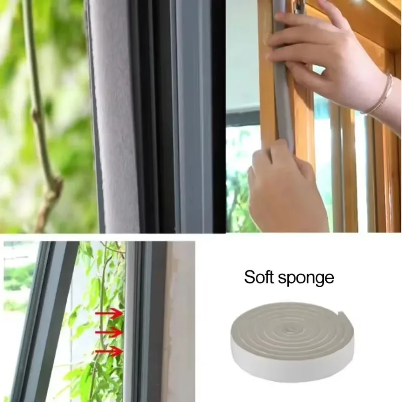 

1PC Foam Sealing Strip Sound Insulation Dustproof Sponge Tape for Door And Window Seam Windshield Household Use