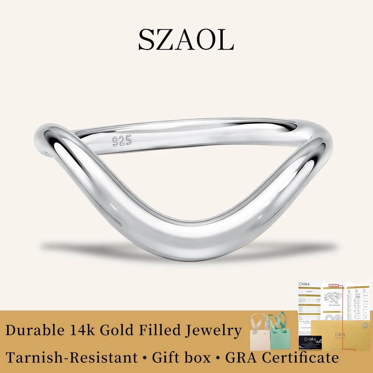 Minimalist 1/20 14K Gold Filled Stacking Ring for Boy Girls 925 Silver Asymmetrical Curved 18K Gold Plated High Quality Jewelry