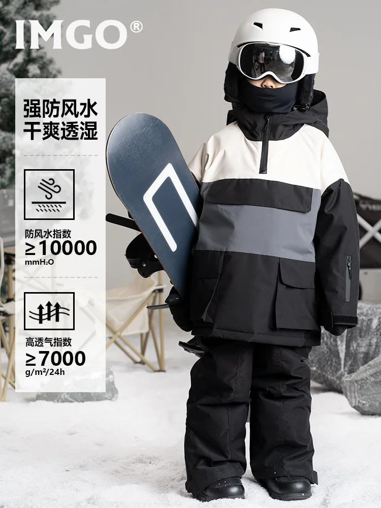 IMGO Professional Children's Ski Suit Set Kid's Snow Wear Waterproof Windproof Thick Warm Winter Outdoor Snowboarding Girls Boys