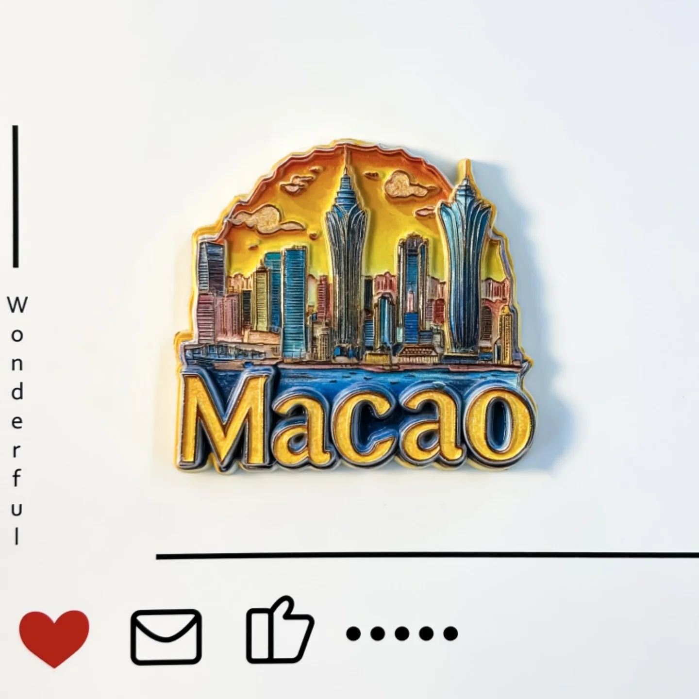 China, Macau, urban scenery, refrigerator stickers, creative 3D, iconic buildings, Macau Tower, gifts