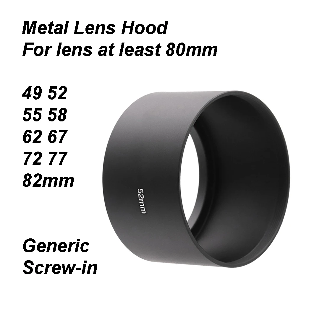 Ogólna metalowa osłona obiektywu teleobiektywu wkręcana 49 52 55 58 62 67 72 77 82 mm Uniwersalna czarna Odległość ogniskowa co najmniej 80 mm