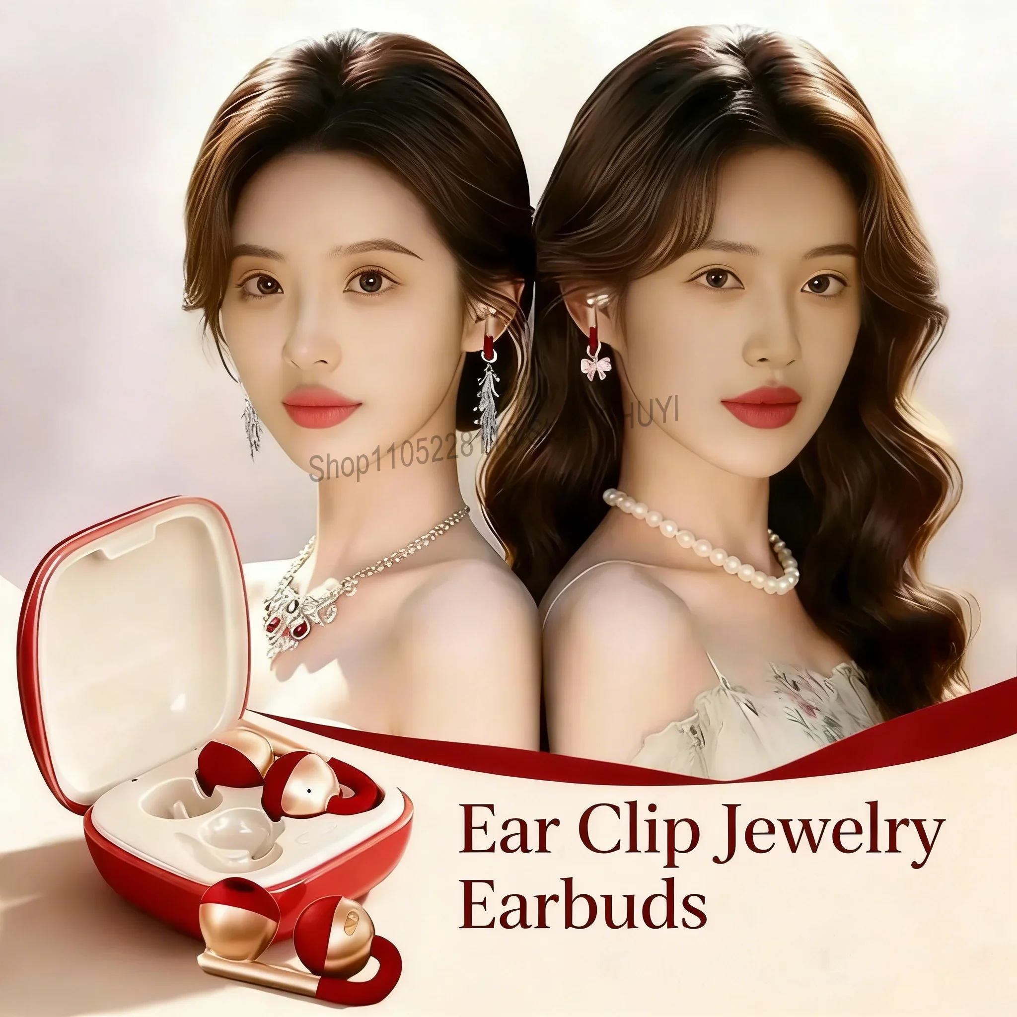 

Ear Clip Jewelry Earbuds Diamond Earring Accessories Bluetooth 6.0 HIFI Stereo ENC Call Noise Reduction For Women Gift