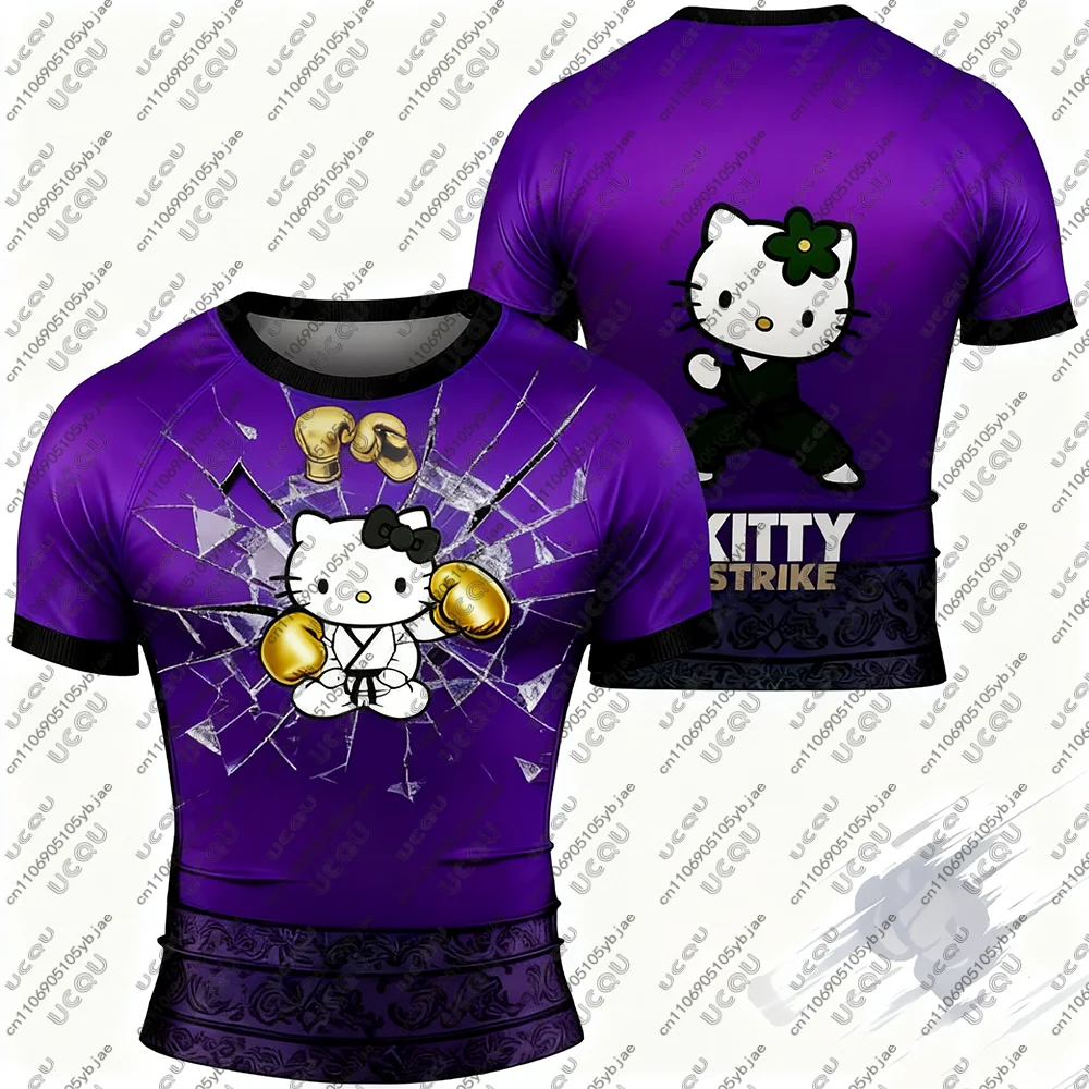 2026 الرجال الفتيان الاطفال الفتيات الملاكمة رياضة BJJ MMA السراويل مرحبا كيتي جيو جيتسو القتال المحملة الأعلى بنطال رياضي تي شيرت السراويل طفح الحرس