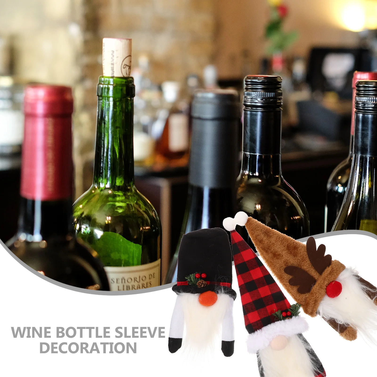 

3pcs Christmas Wine Bottle Covers Reusable For Xmas Party Decoration Holiday Home Kitchen Bar Tools