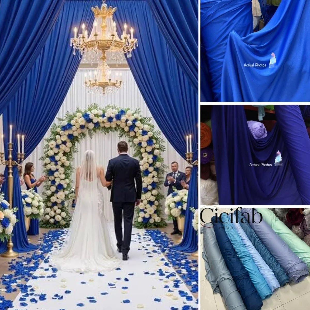 Royal Blue  Dusty Blue Milk Silk Stretch Fabric Drapable Cloth for DIY Wedding Ceiling Drape Outdoor Backdrop  Party Decoration