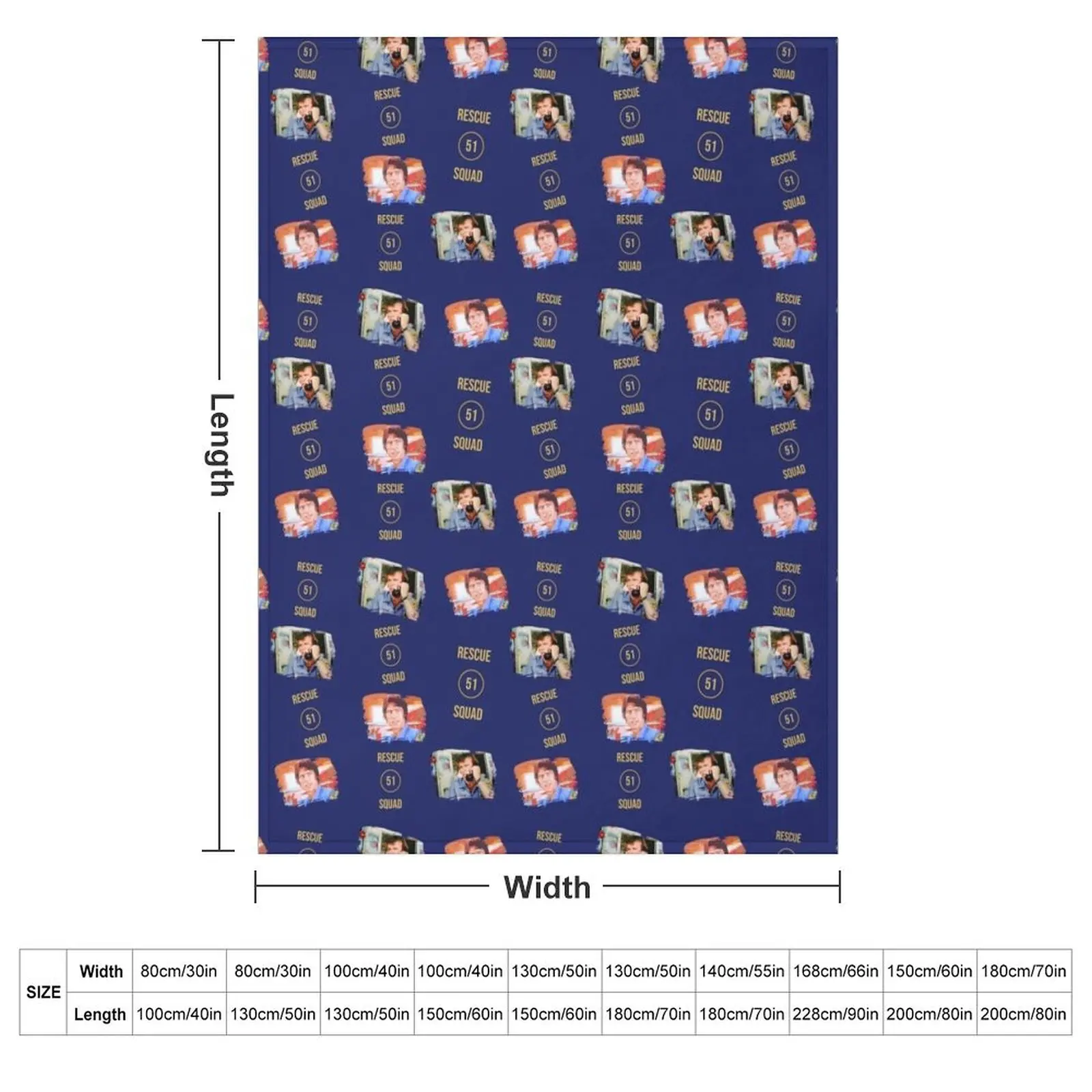 Emergency Rescue Squad 51 Roy and Johnny TV Show Dk Blue Throw Blanket couch cozy soft plush fuzzy picnic outdoor blanket