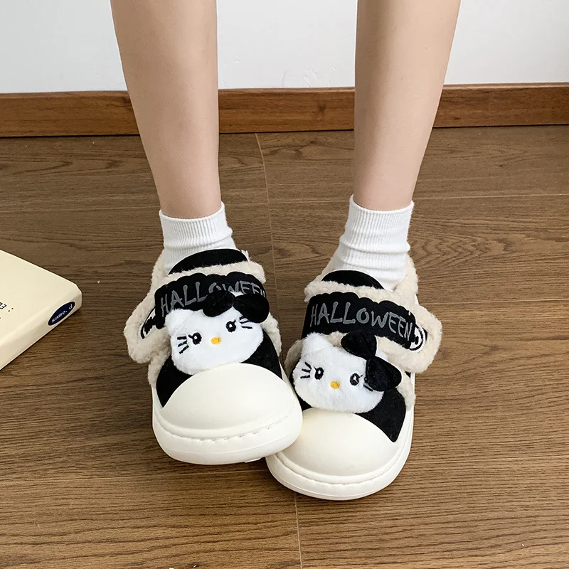 Sanrio herfst en winter Hello Kitty schattige warme damesschoenen cartoon antislip dikke zolen outdoorkleding pluche katoenen schoenen