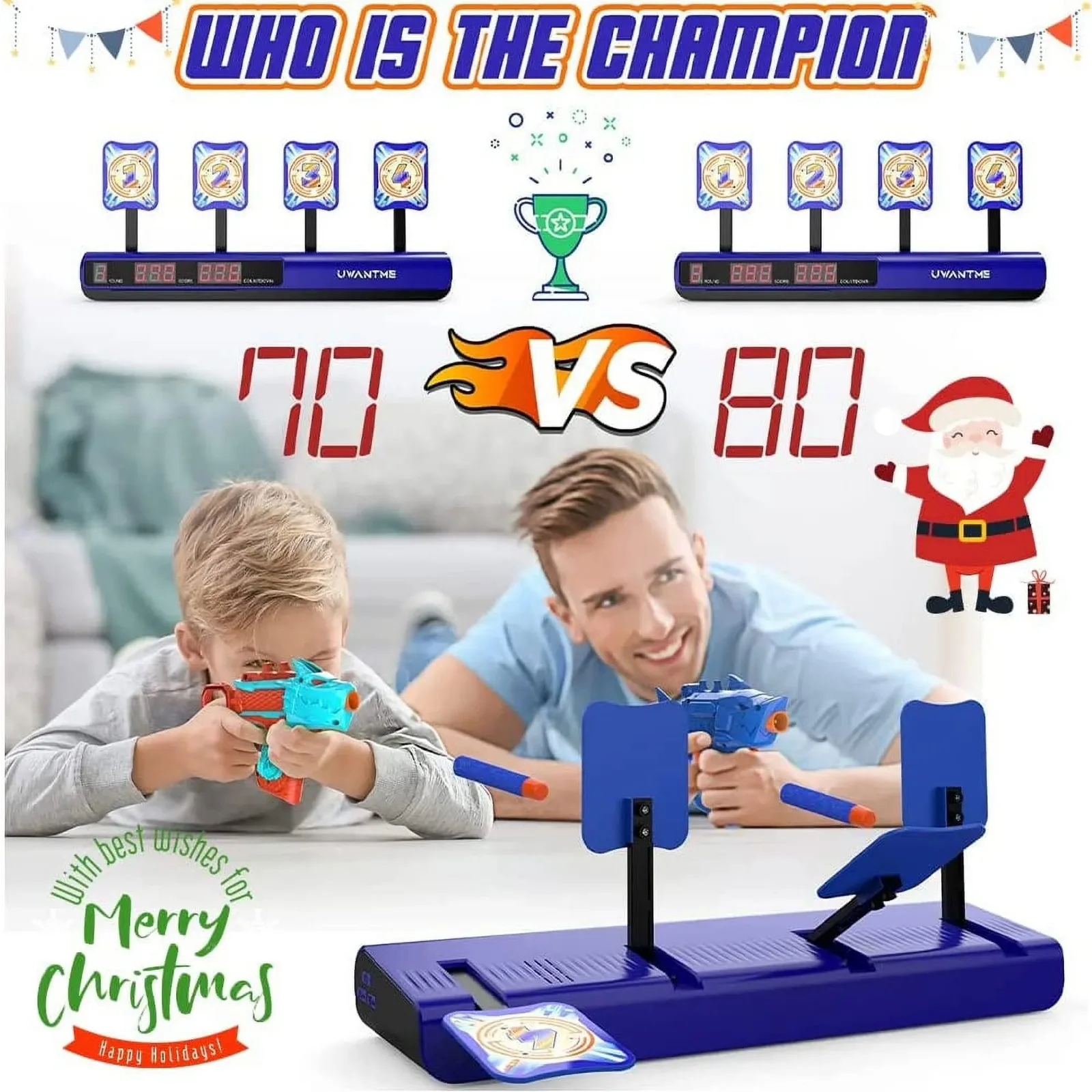 Electronic Shooting Target with 2 Foam Blaster Toy,Outdoor Tony Gun Gift for Kids Boys Girls Age 6-12