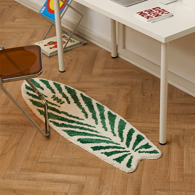 VIKAMA Minimalist Leaf-Shaped Doormat Non-Slip, Soft, Water-Absorbent Ideal For Living Room And Bedroom Home Decor Carpet