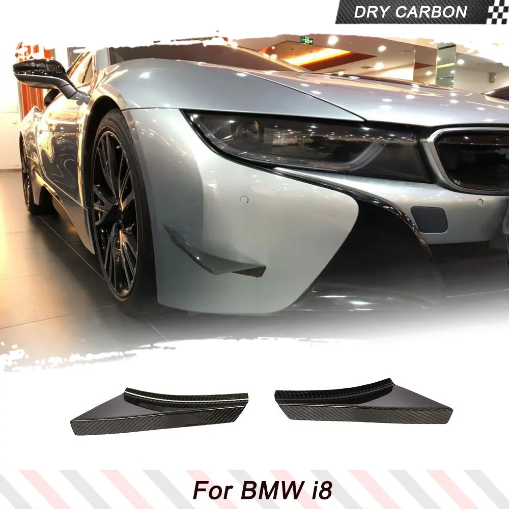 Dry Carbon Fiber Front Bumper Fins Canards Spoiler for BMW i8 2014-2018 Car Front Bumper Fins Splitters Decoration