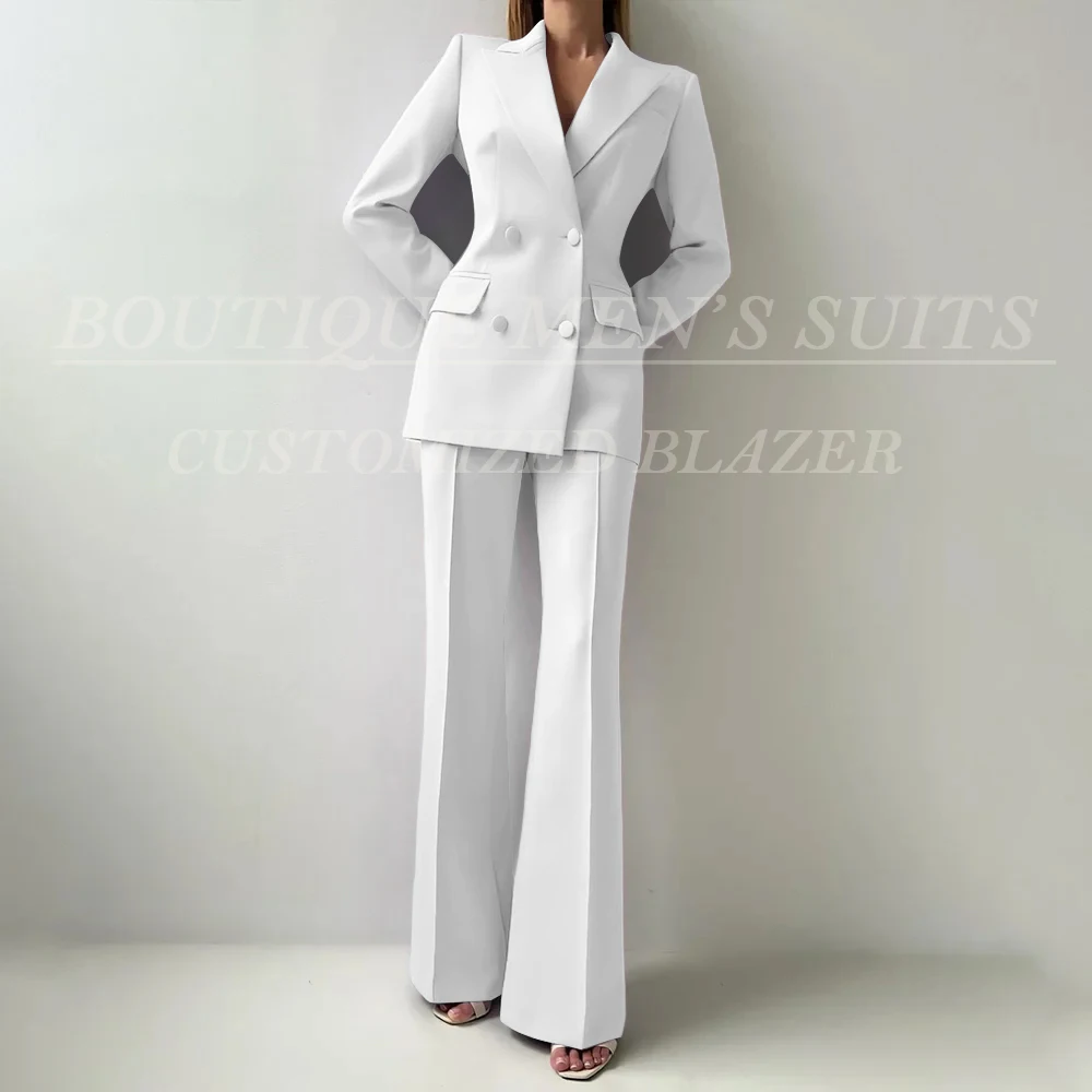 Luxury Women's Suits Customzied Solid Color Double Breasted Slim Fit Blazer Formal Party Female Clothing 2 Piece Jacket Pants