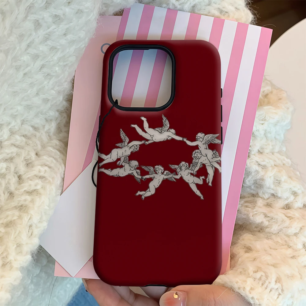 حافظة لهاتف آيفون 17 باللون الأحمر من الكروب يجب اقتناؤها لهاتف آيفون 17 16 15 14 13 12 11 Pro Max Plus غطاء خلفي مزدوج الطبقة