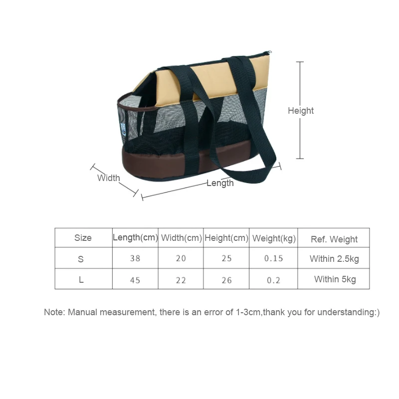 Transportín transpirable para mascotas pequeñas, bolsa de hombro portátil para perros, Gato Negro, Verano