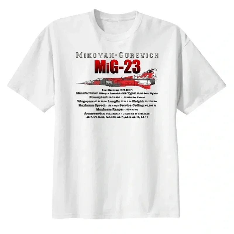 MiG-23 Fighter Aircraft T-Shirt for Men, 100% Cotton, O-Neck, Short Sleeve, Casual, Summer, Size S-3XL, New