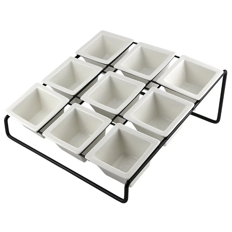 

3469 square bowl snack plate creative stainless steel dish rack bar snack rack